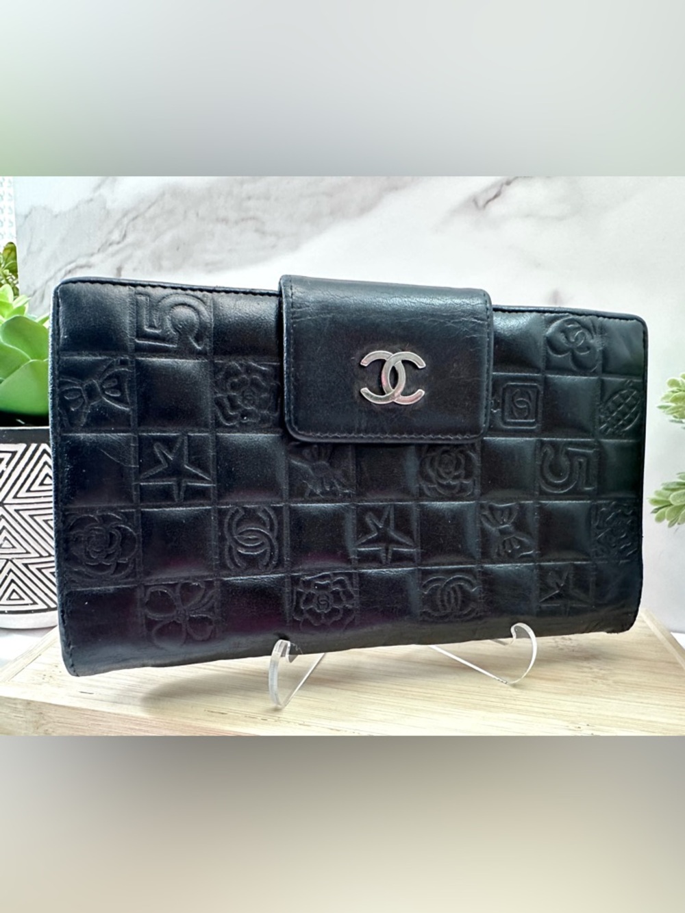 🖤Chanel Lucky Charms Black Leather Continental Wallet with COA